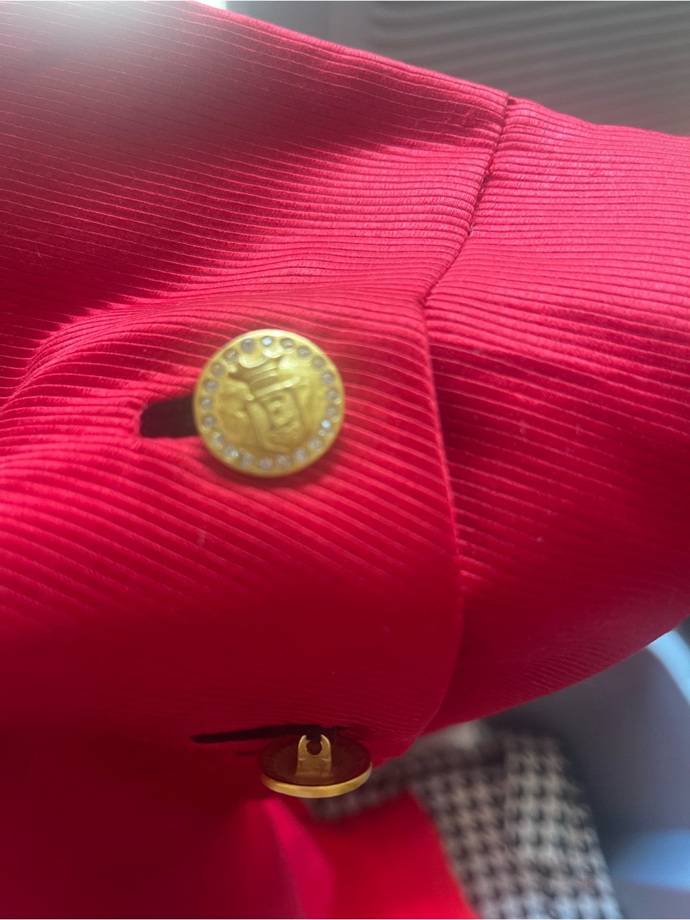 Escada Vibrant Red Mini Skirt with Gold Button Detail - Picture 11 of 11